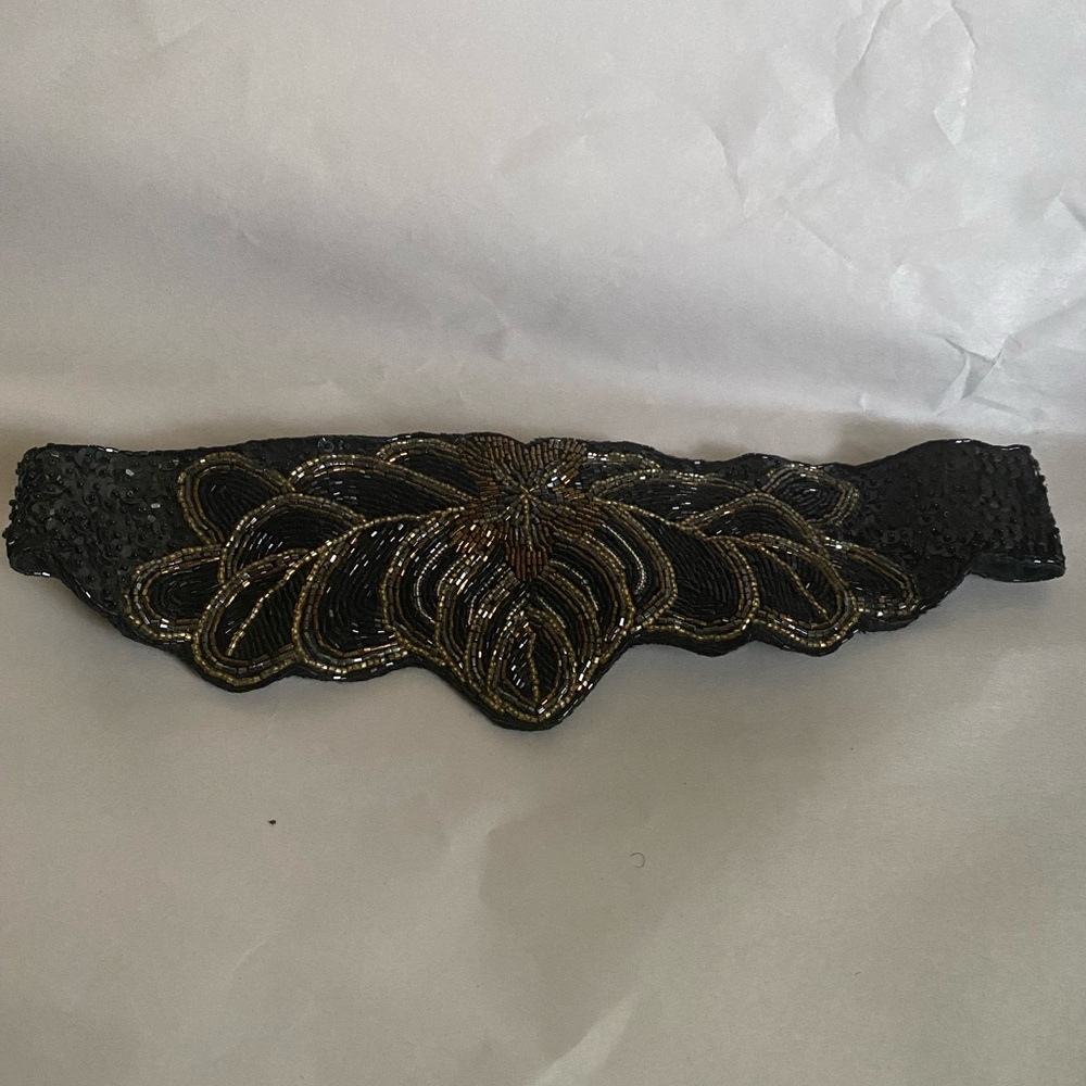 Vintage MILOR  Women Belt. VTG Sash Black Beaded Wide Classic